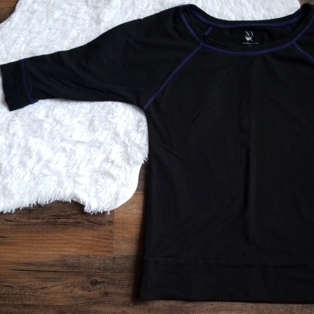 NY&Co New York and Company Lounge Top Black Comfy - Picture 3 of 8